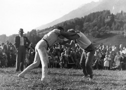 Ranggln in Leogang 1961 (Reiternbauern Sepp und Matz Gidi)